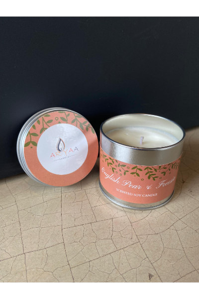 English Pear and Freesia Soy Tin Candle